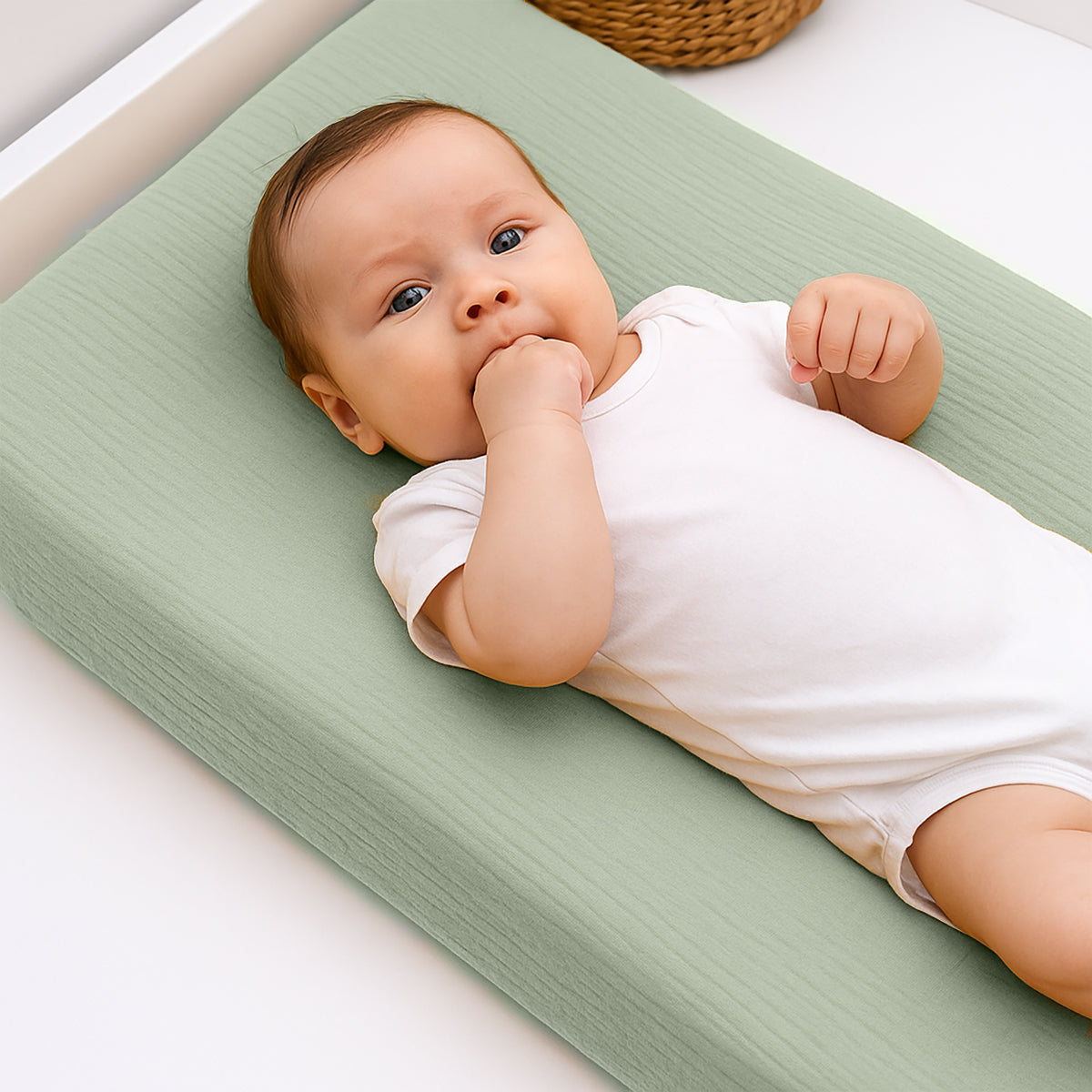Funda De Colchón Para Cambiador En Algodón Bio Verde