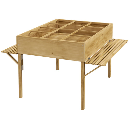 Outsunny Mesa De Cultivo De Madera Con Estantes Plegables 122x91,5x89 Cm Natural_0