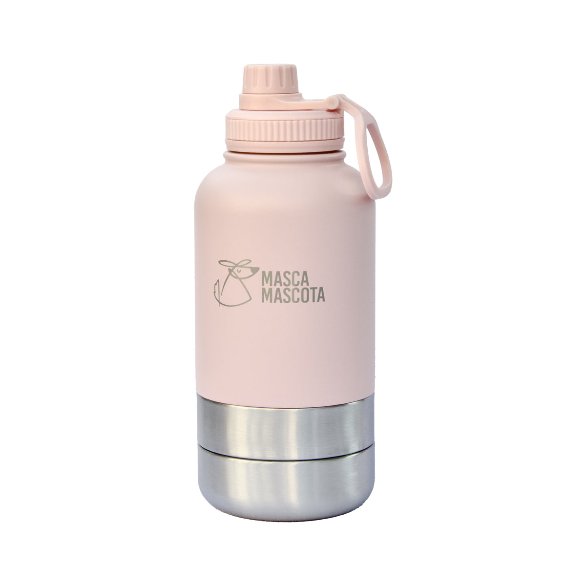 Botella 3 En 1 Para Perros Y Gatos. Acero Inoxidable Con Compartimentos Para Agua, Pienso Y Bebedero Integrado_0