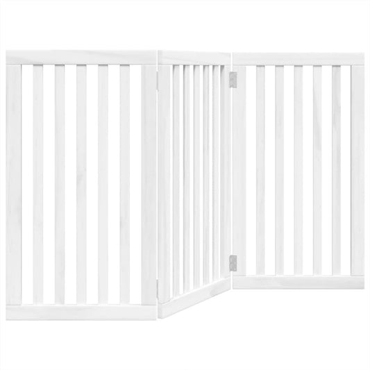 Vidaxl Puerta Para Perros Plegable 3 Paneles Madera Álamo Blanca 150cm_0