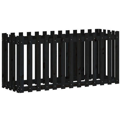 Arriate Elevado Jardín Con Valla Madera Pino Negro 150x50x70cm_0