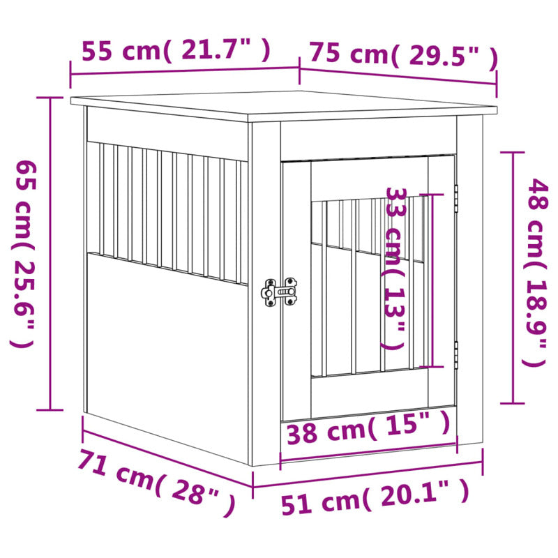 Jaula Para Perros En Mueble Estilo Gris Sonoma 55x75x65 Cm Material De Madera_2