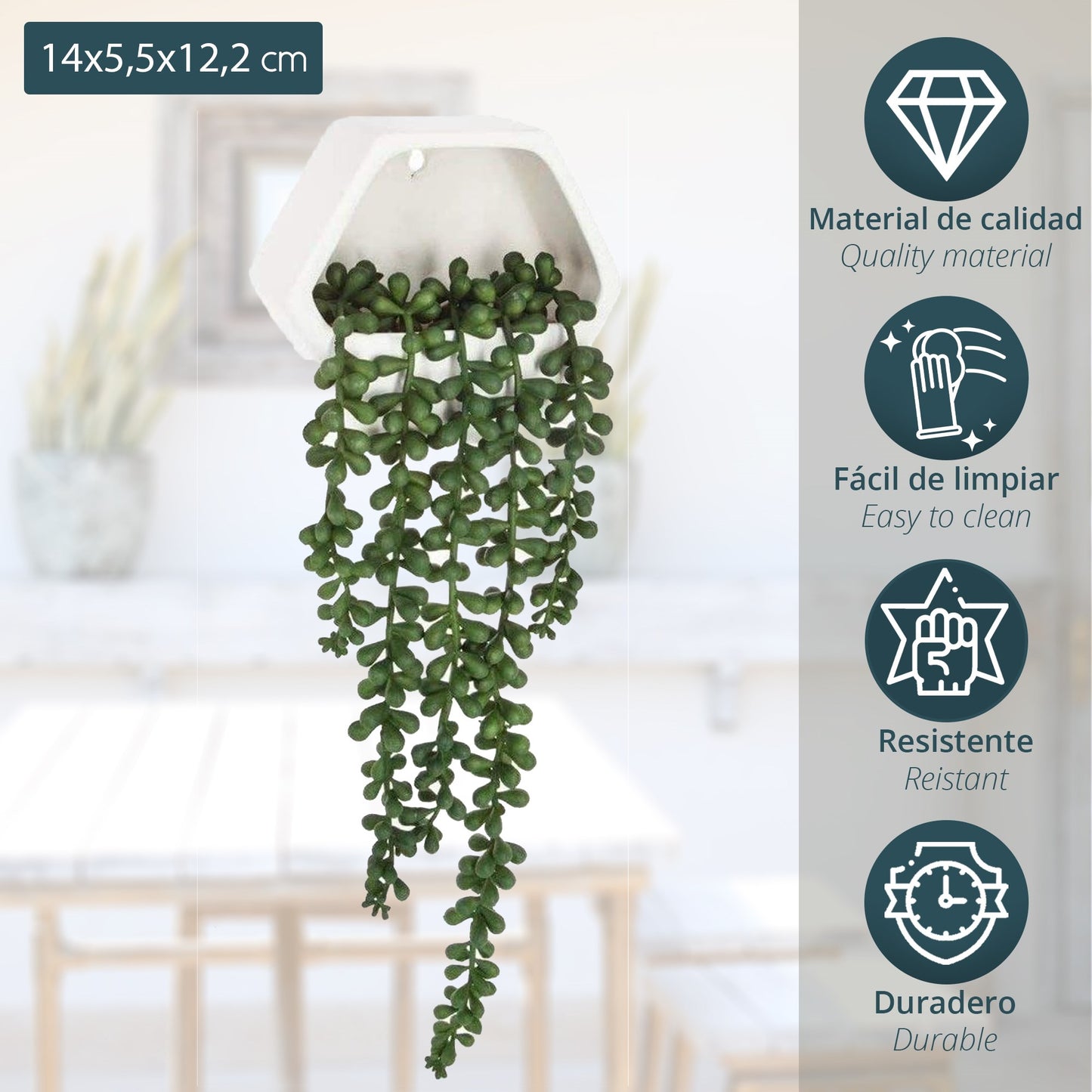 Planta Colgante De Pared Contemporánea- Altura Total Con Planta Caída: 45 Cm_1