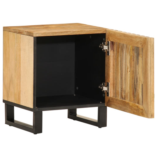 Mesita De Noche De Madera Maciza De Mango Rugosa 40x34x46 Cm_0