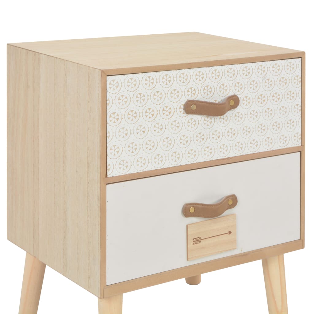 Mesita De Noche Con 2 Cajones Madera Maciza Pino 40x30x49,5 Cm_4