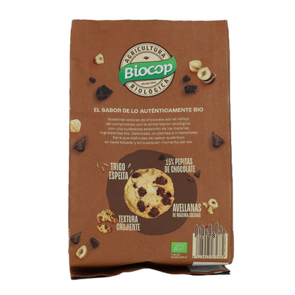 Galletas Cookies de trigo espelta con pepitas de chocolate y avellanas Biocop 200g