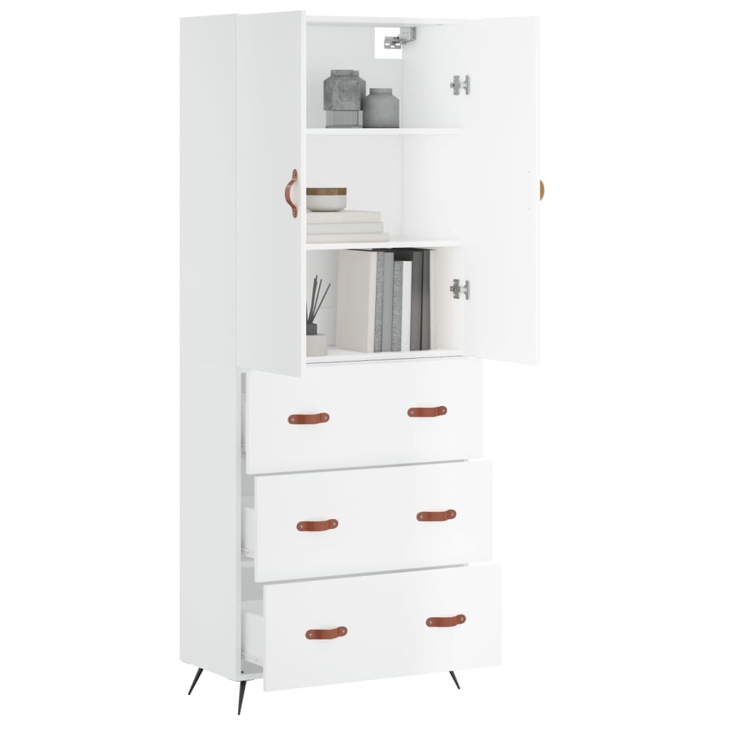 Aparador Alto Madera Contrachapada Blanco 69,5x34x180 Cm_2