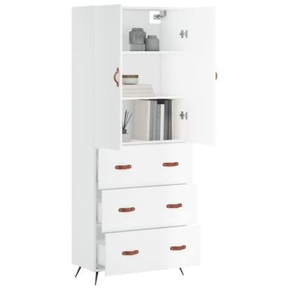 Aparador Alto Madera Contrachapada Blanco 69,5x34x180 Cm_2