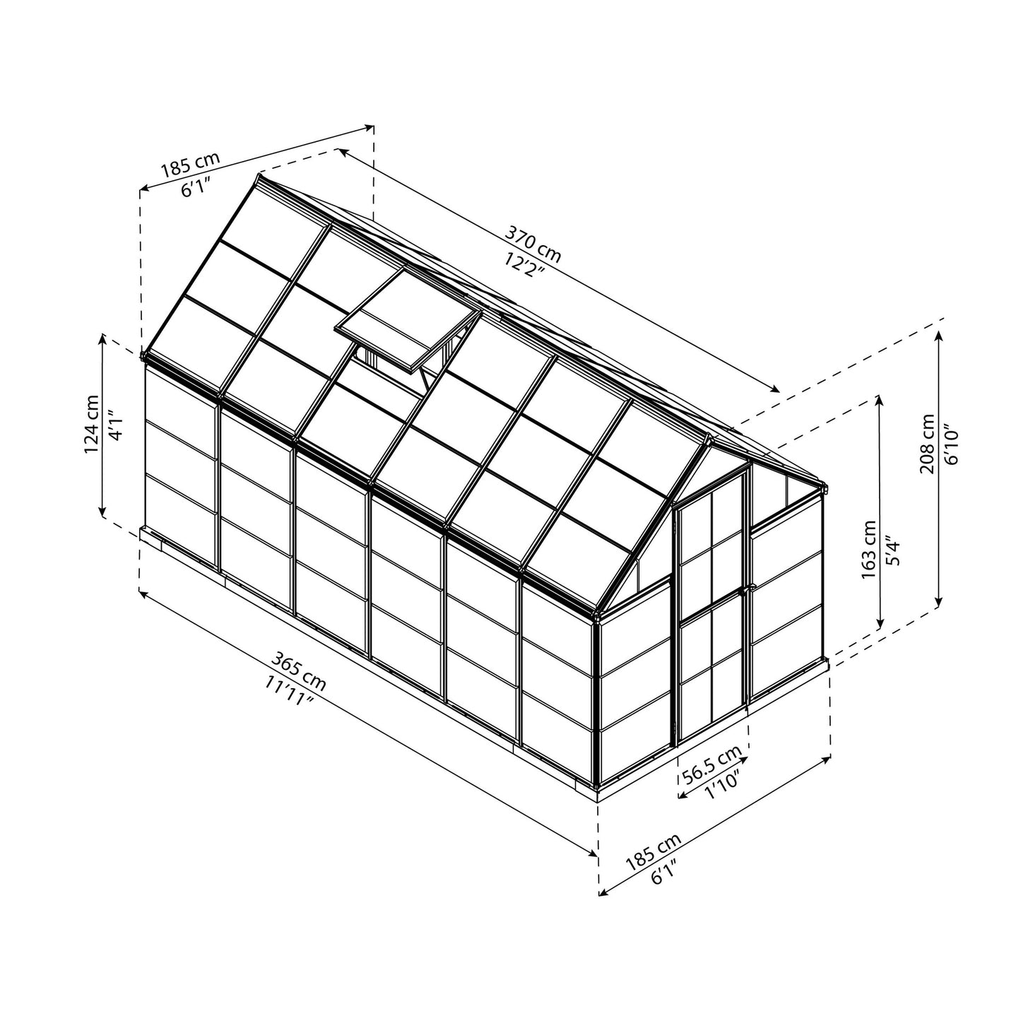 Invernadero Harmony 370x185x208 cm plateado Canopia by Palram