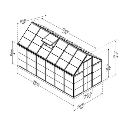 Invernadero Harmony 370x185x208 cm plateado Canopia by Palram