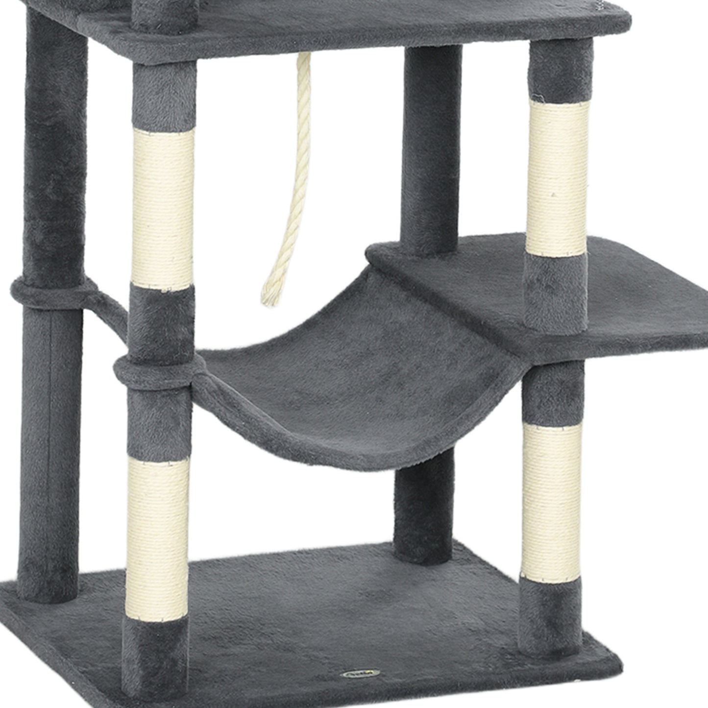 Pawhut Árbol Rascador Para Gatos 202 Cm Con Plataformas 2 Camas 2 Cuevas Gris_3