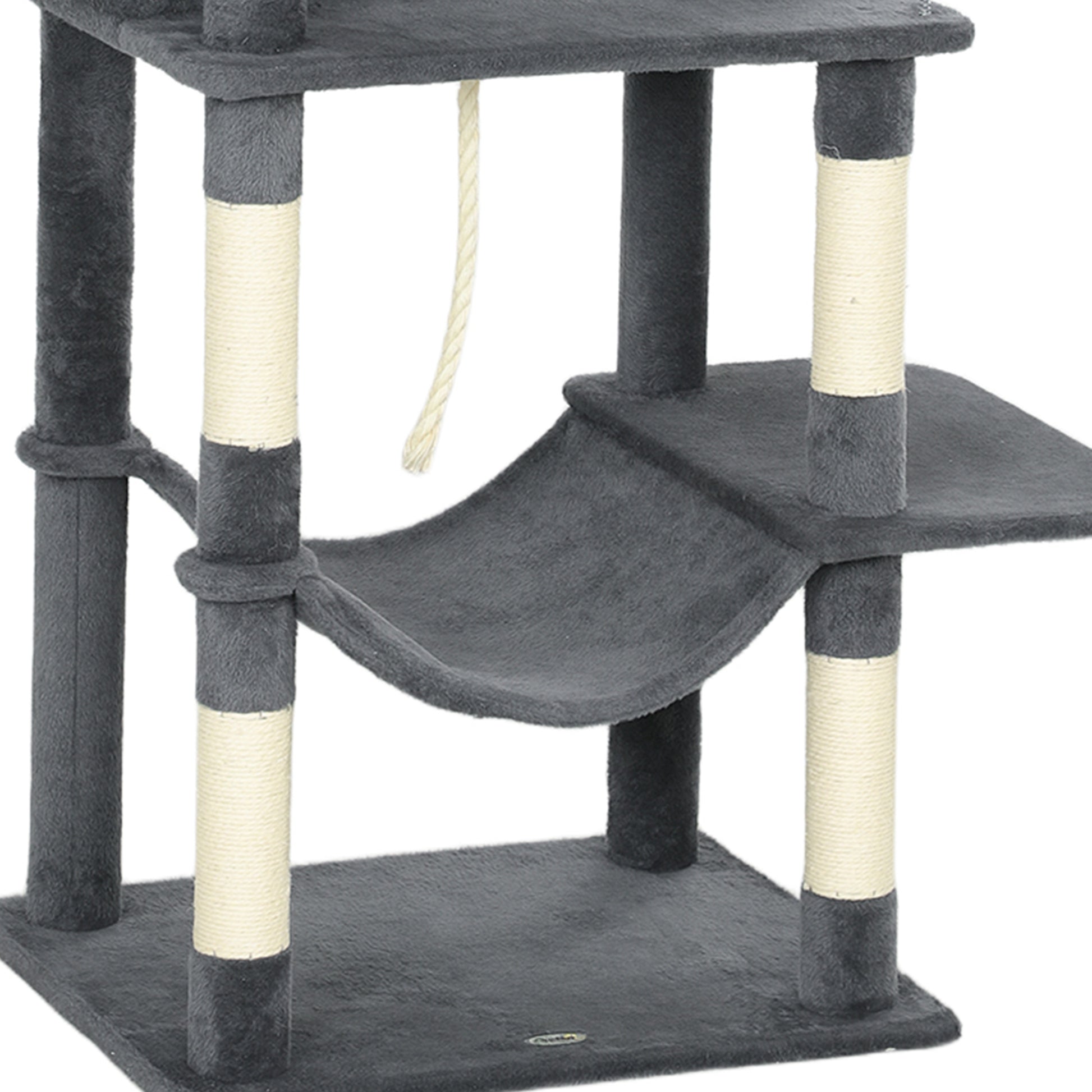 Pawhut Árbol Rascador Para Gatos 202 Cm Con Plataformas 2 Camas 2 Cuevas Gris_3