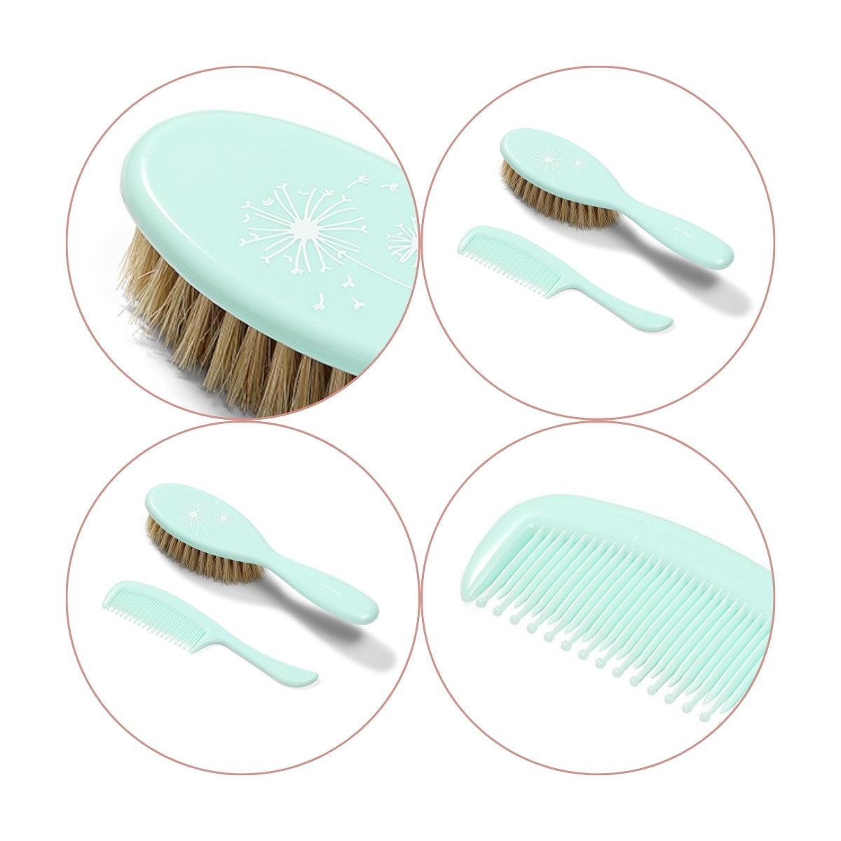 Babyono Set Cepillo Y Peine Con Cerdas Naturales Extra Suaves | Peina Sin Tirones Y Cuida Su Cabecita Desde El Primer_2