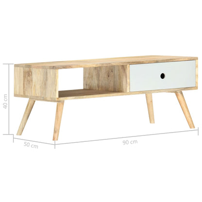 Mesa De Centro De Madera Maciza De Mango 90x50x40 Cm_4
