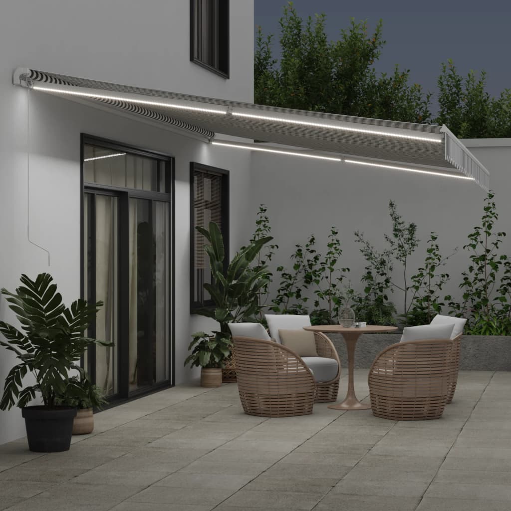 Toldo Retráctil Manual Luz Led Antracita Y Blanco 600x350 Cm_2