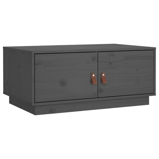 Mesa De Centro De Madera Maciza De Pino Gris 80x50x35 Cm_0