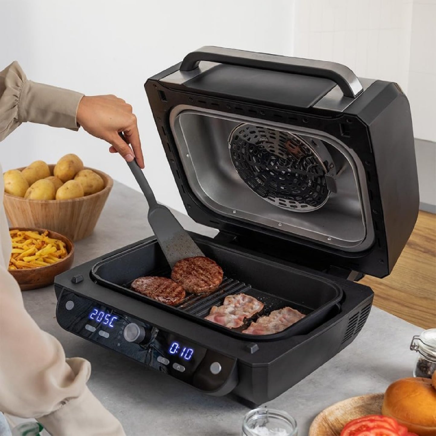 Freidora De Aire Sin Aceite De 8 L Cecofry Firedome 8000 Pro. 1700 W, Doble Resistencia, 4 Niveles De Grill, 12 Modos Predefinidos, Temperatura Y Ti_1