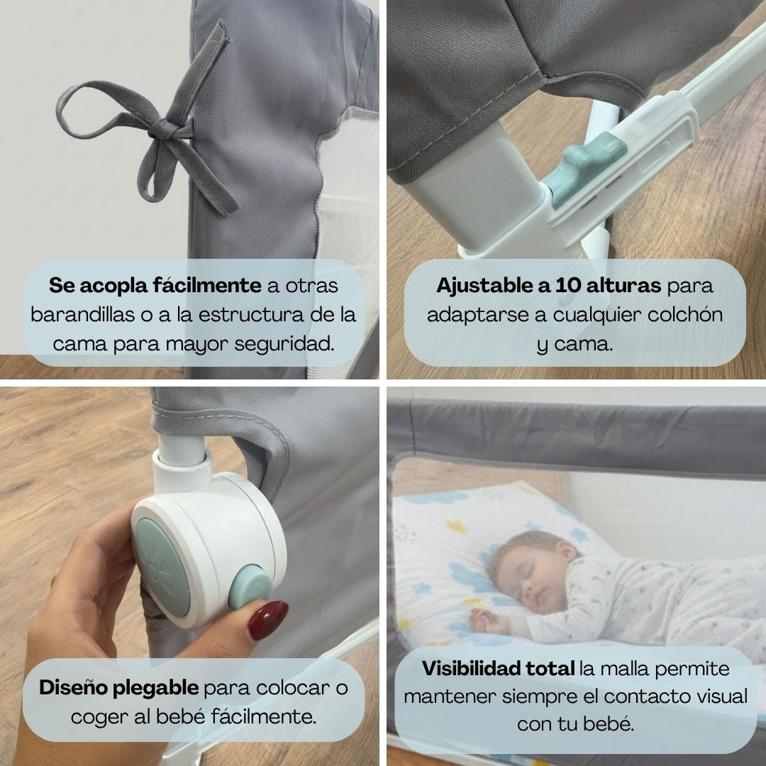Barandilla De Cama Infantil 180 Cm – Altura Ajustable, Sistema Abatible, Malla Transpirable, Seguridad Anticaídas Bathby_4