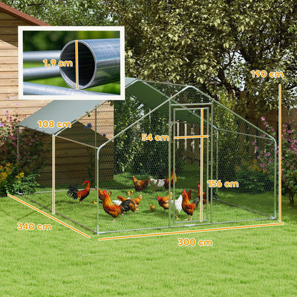 Pawhut Gallinero Para Exterior 3x3,4x1,9 M Con Cubierta Anti-uv E Impermeable_2