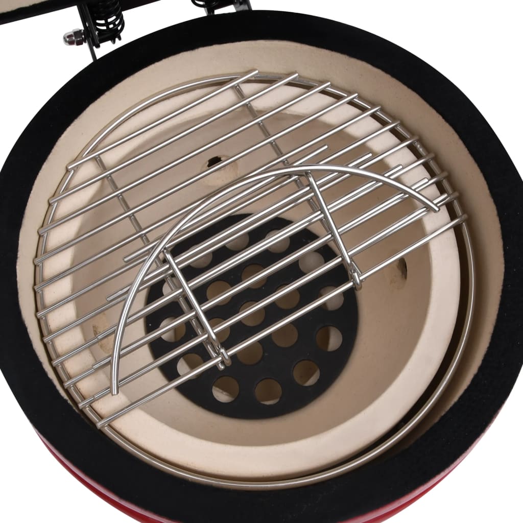 2 En 1 Barbacoa Ahumadora Kamado De Cerámica Rojo 56 Cm / Vetonek_3