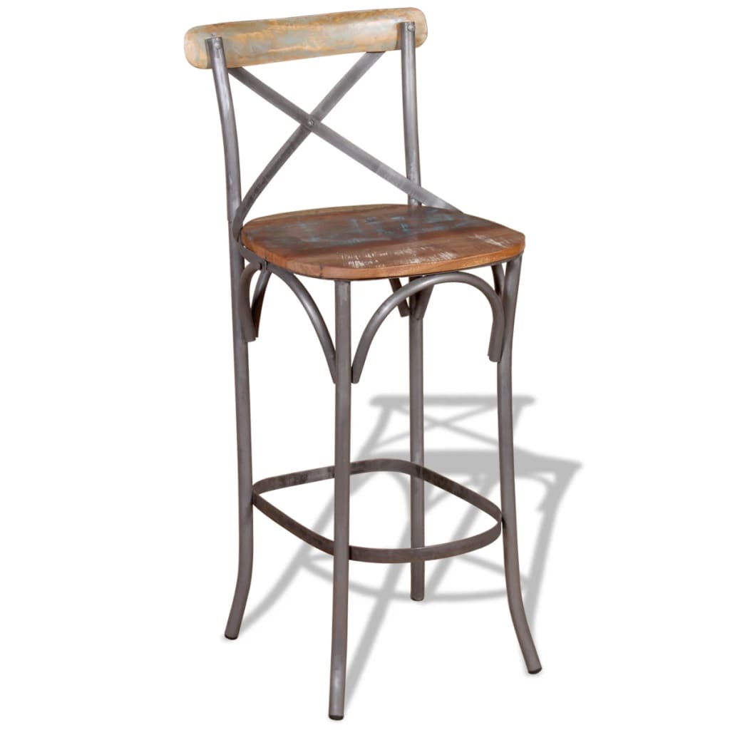 Taburete De Barra De Cocina Madera Maciza Reciclada_3