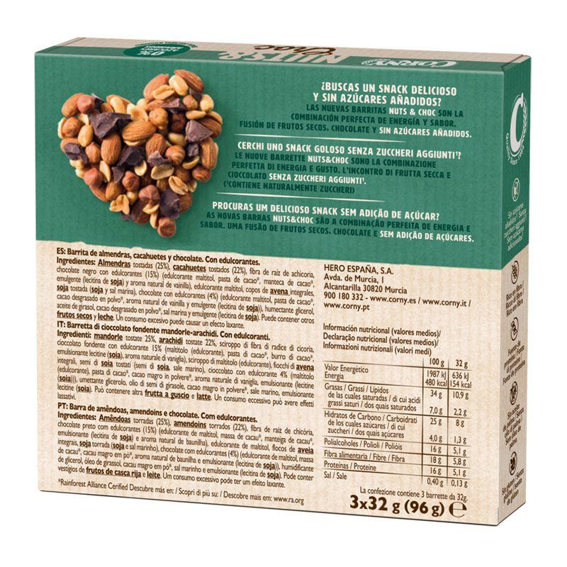 Barrita Corny Nuts&Choc Almendra Choco Negro Hero 50g