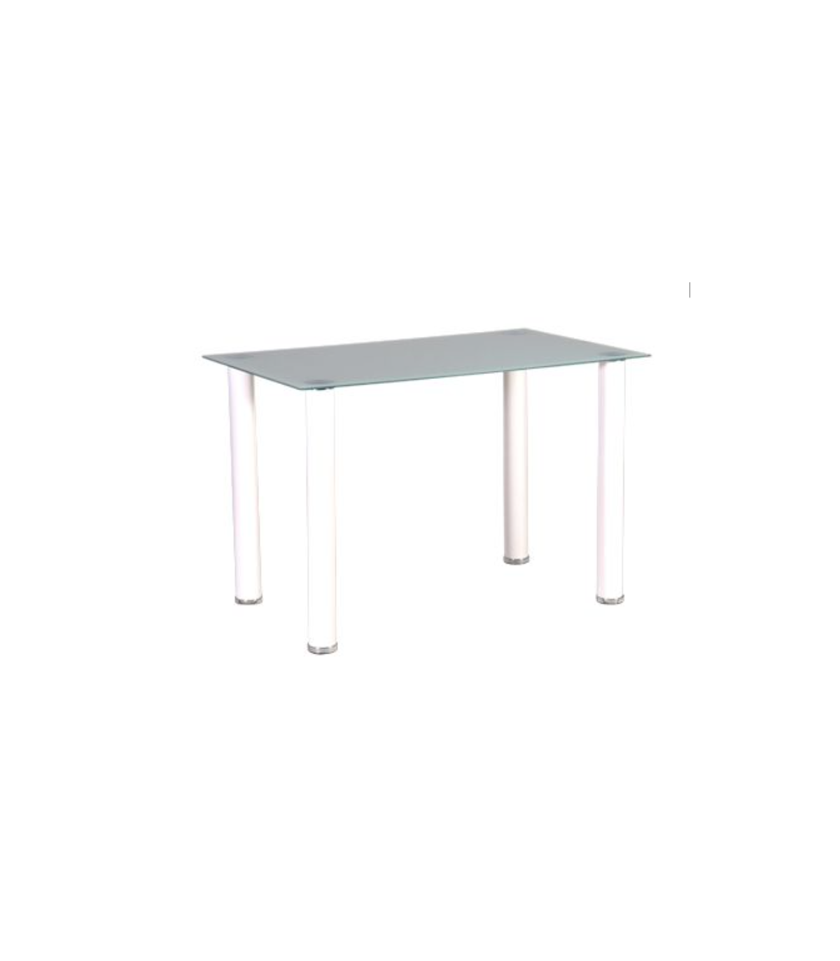 Mesa Rectangular Noa Acabado Tapa Cristal Y Patas Metálicas En Blanco, 75cm(alto) 110cm(ancho) 70cm(fondo)_0