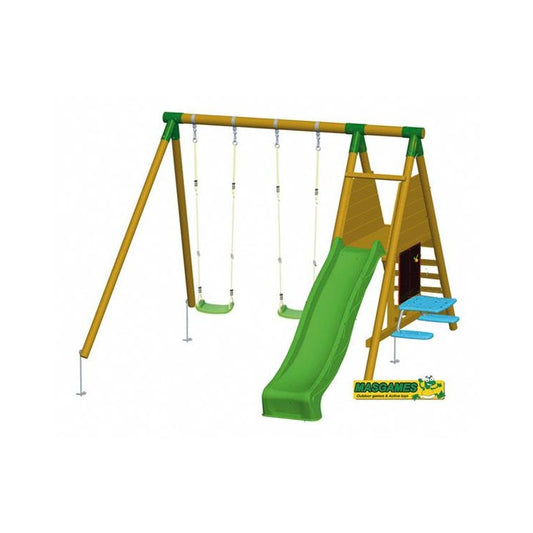 Parque Infantil Masgames Mauna Loa L (madera Redonda) Academy (banco + Pizarra).