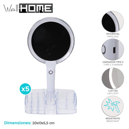Well Home Espejo De Maquillaje Con Led Transparente