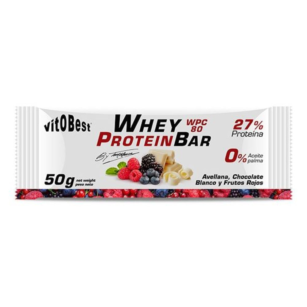 Whey Protein Bar Torreblanca 50 Gr Avellana-chocolate Blanco Y Frutos Rojos_0