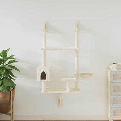 Árbol Rascador Para Gatos De Pared Crema 153 Cm_1