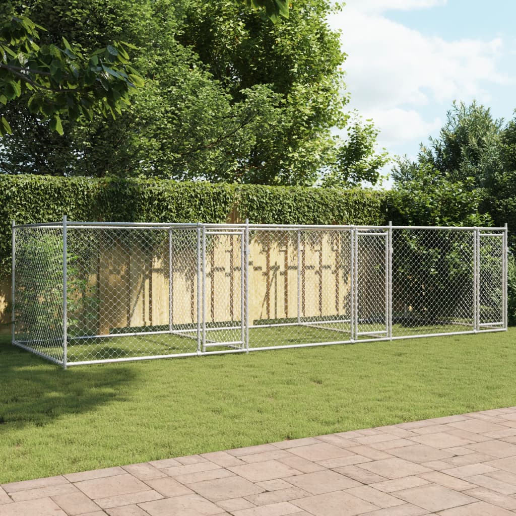 Jaula De Perros Con Puertas Acero Galvanizado Gris 6x2x1,5 M_2