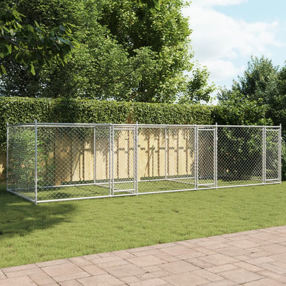 Jaula De Perros Con Puertas Acero Galvanizado Gris 6x2x1,5 M_2