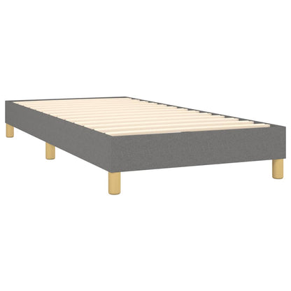Cama Box Spring Colchón Y Luces Led Tela Gris Oscuro 100x200 Cm / Vetonek_3