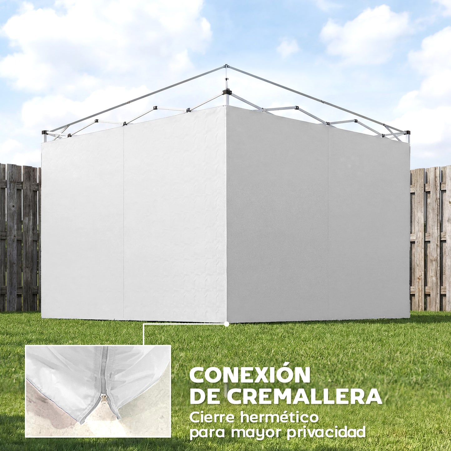 Outsunny 3 Paredes Laterales Para Carpas De 3x3 M Con Cremallera 300x200 Cm_5