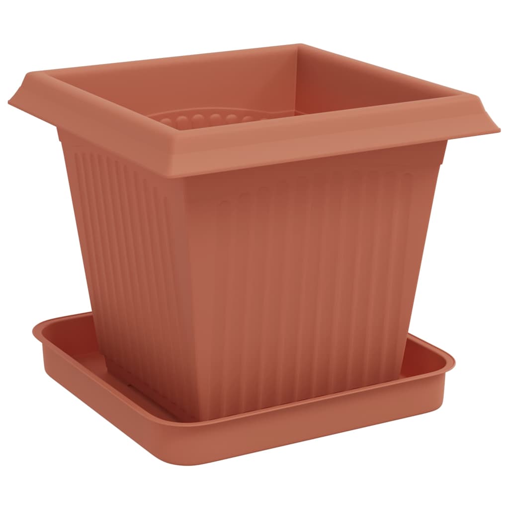 Macetas 24 Pcs Rojo Ladrillo 16 X 16 X 14 Cm Plástico_4