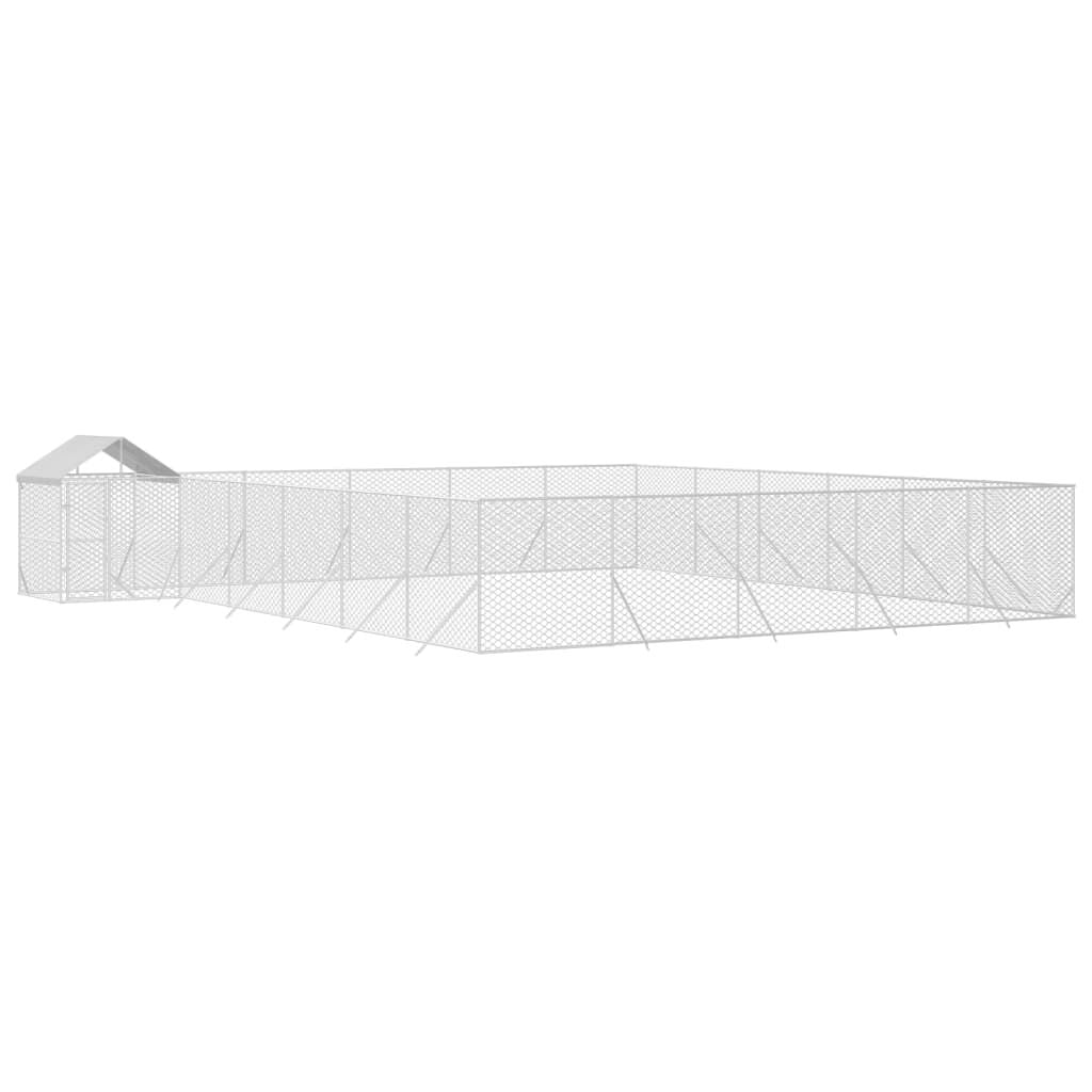 Vidaxl Perrera Exterior Con Toldo Acero Galvanizado Plata 12x12x2,5 M_0