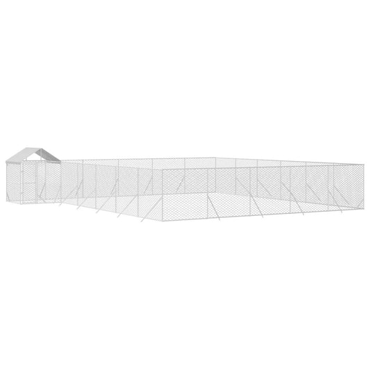 Vidaxl Perrera Exterior Con Toldo Acero Galvanizado Plata 12x12x2,5 M_0