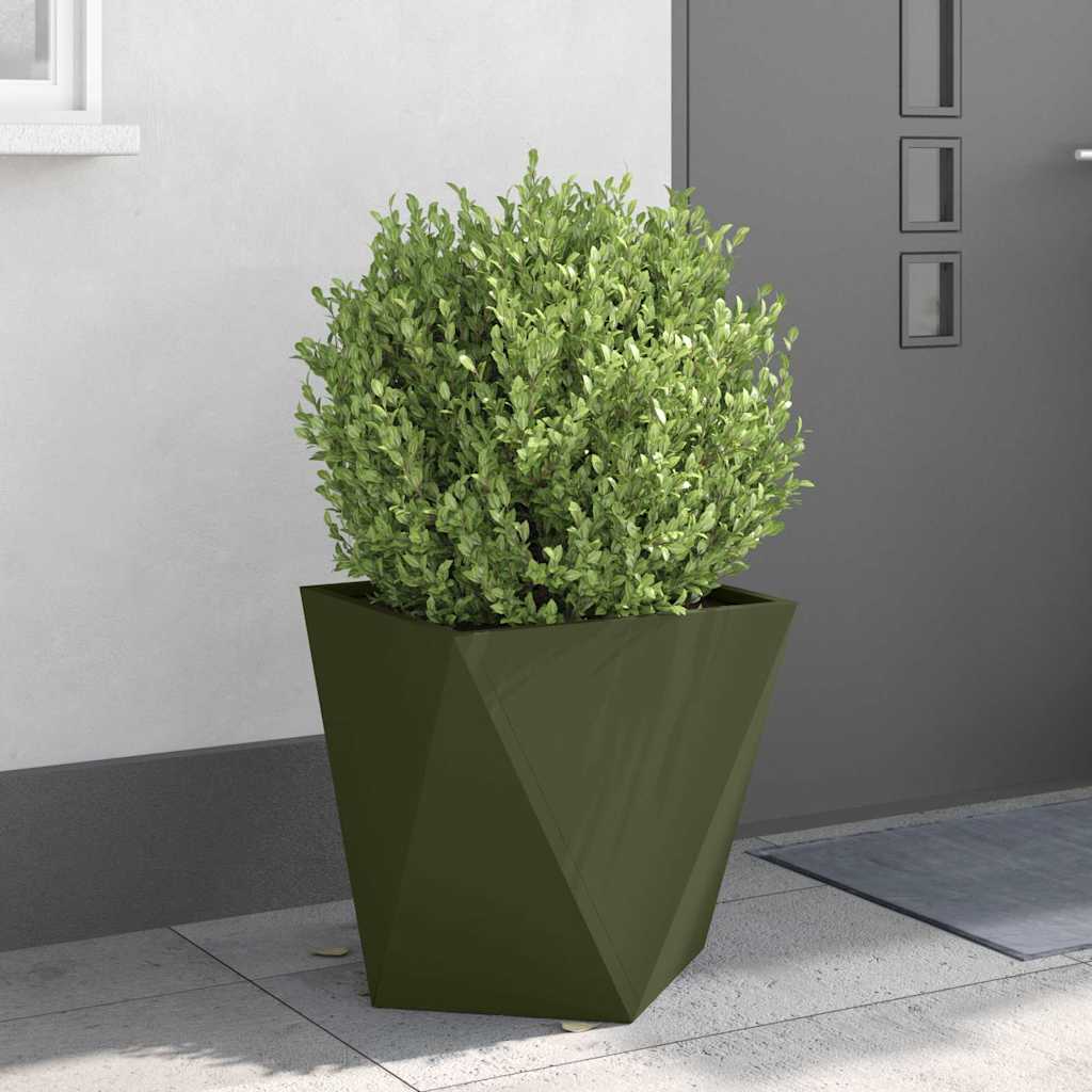 Jardinera 2 Uds. Verde Oliva 50 X 50 X 50 Cm Acero_3
