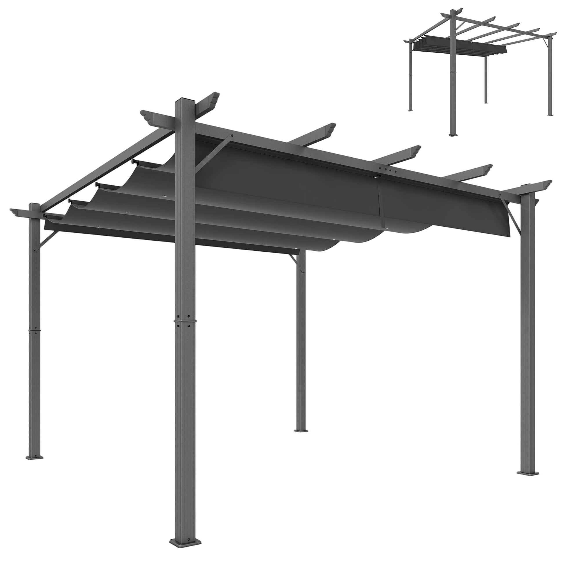 Outsunny Pérgola De Jardín 3x3 M Con Techo Retráctil_0