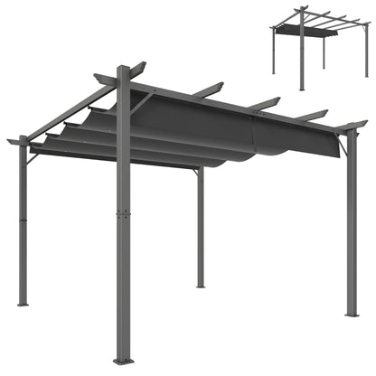 Outsunny Pérgola De Jardín 3x3 M Con Techo Retráctil_0