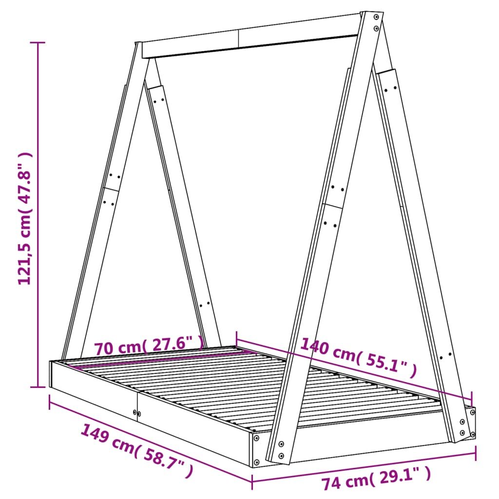 Vidaxl Estructura De Cama Para Niños Madera De Pino Blanco 70x140 Cm_2