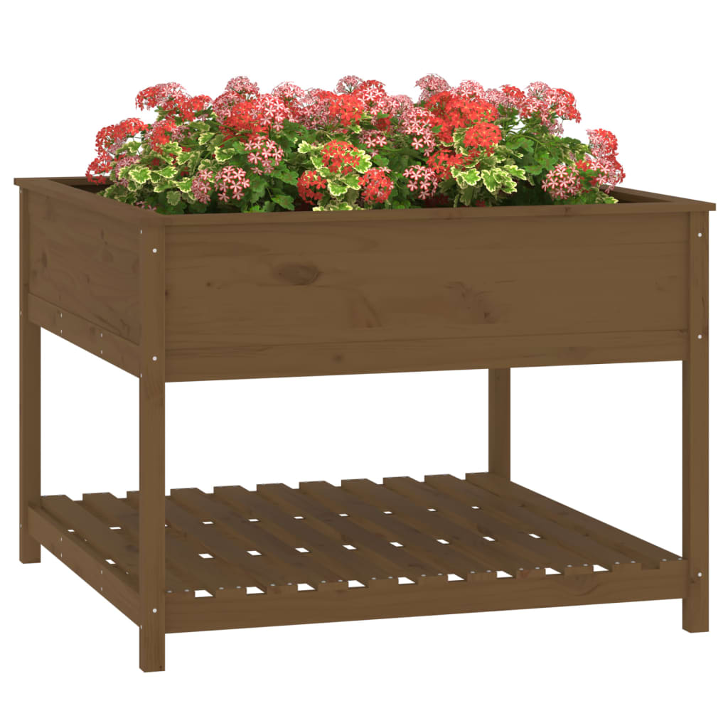 Jardinera Y Estante Madera Maciza Pino Marrón 111,5x111,5x81 Cm_3