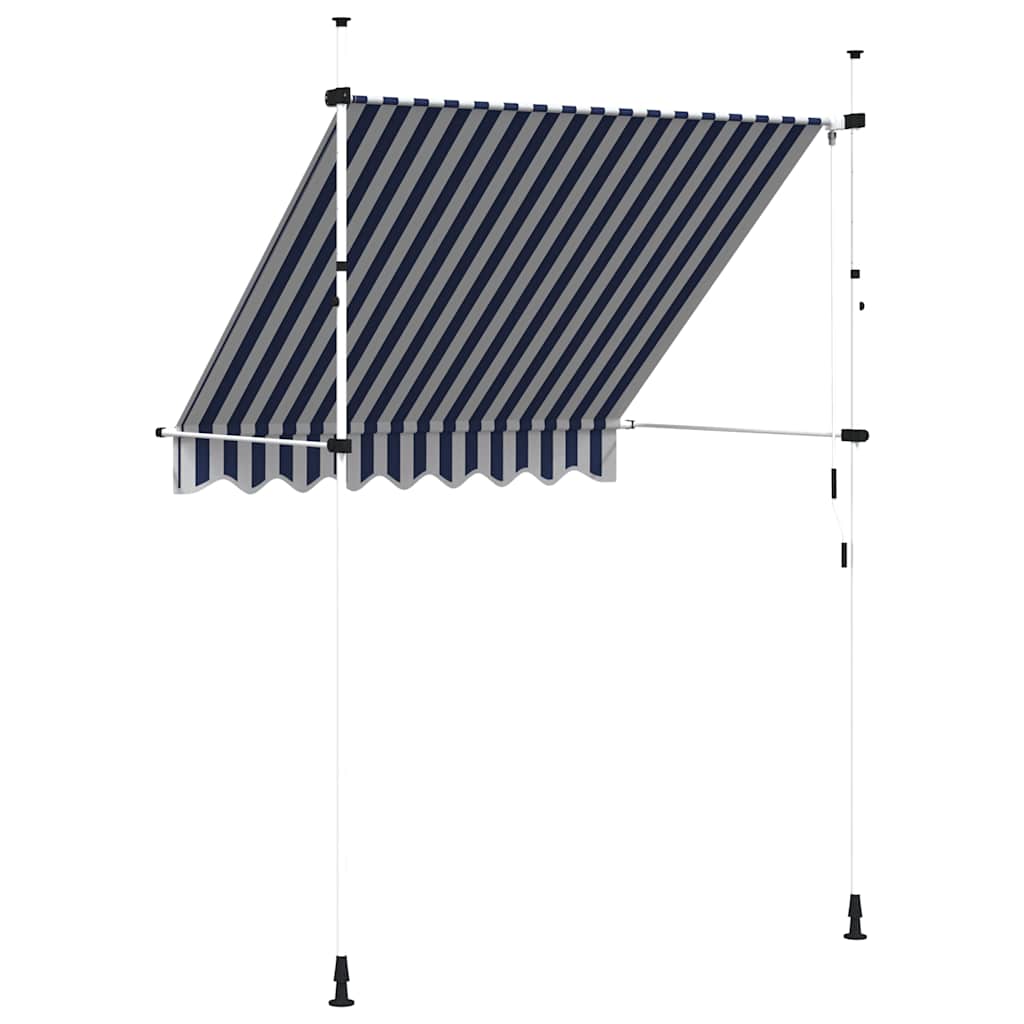 Toldo Manual Retráctil 200 Cm Azul Y Blanco A Rayas_4
