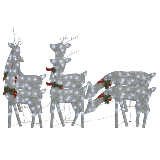Vidaxl Renos De Navidad 6 Piezas De Malla Blanco Frío Plateado_0