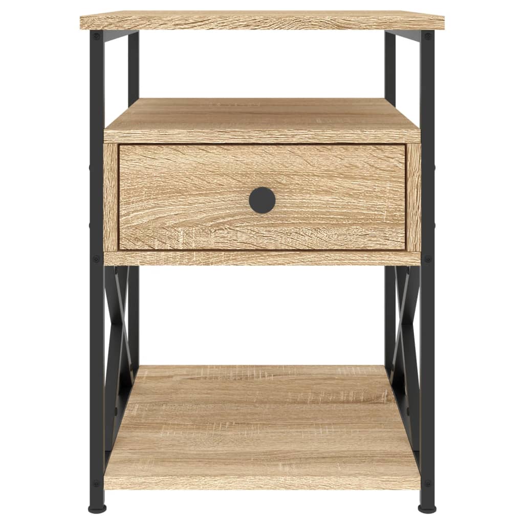 Mesita De Noche Madera De Ingeniería Roble Sonoma 40x42x55 Cm_3