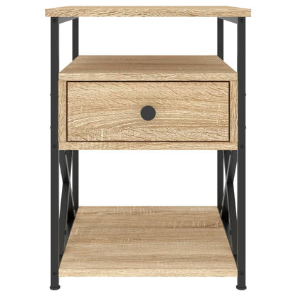 Mesita De Noche Madera De Ingeniería Roble Sonoma 40x42x55 Cm_3