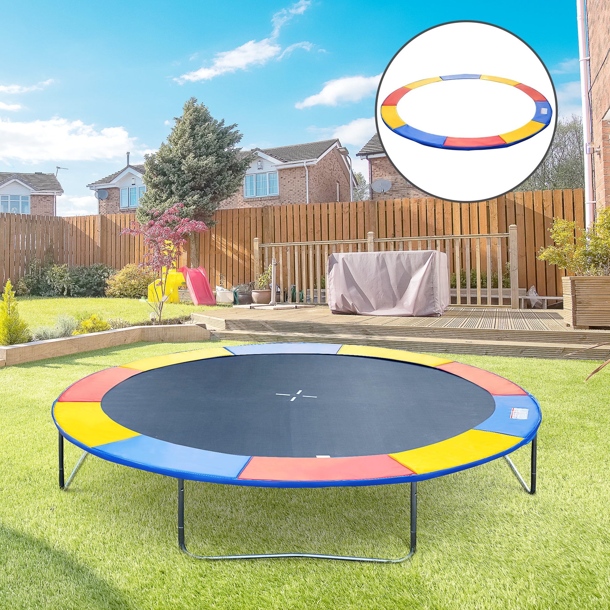 Homcom Cubierta Protectora Para Cama Elástica Trampolín Ø244 Cm Multicolor_1