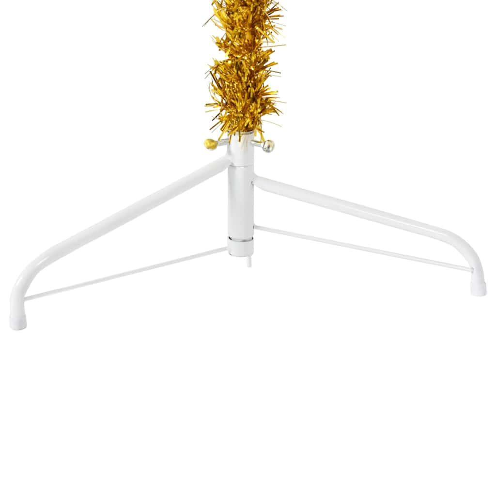Vidaxl Medio Árbol De Navidad Artificial Con Soporte Dorado 210 Cm_4