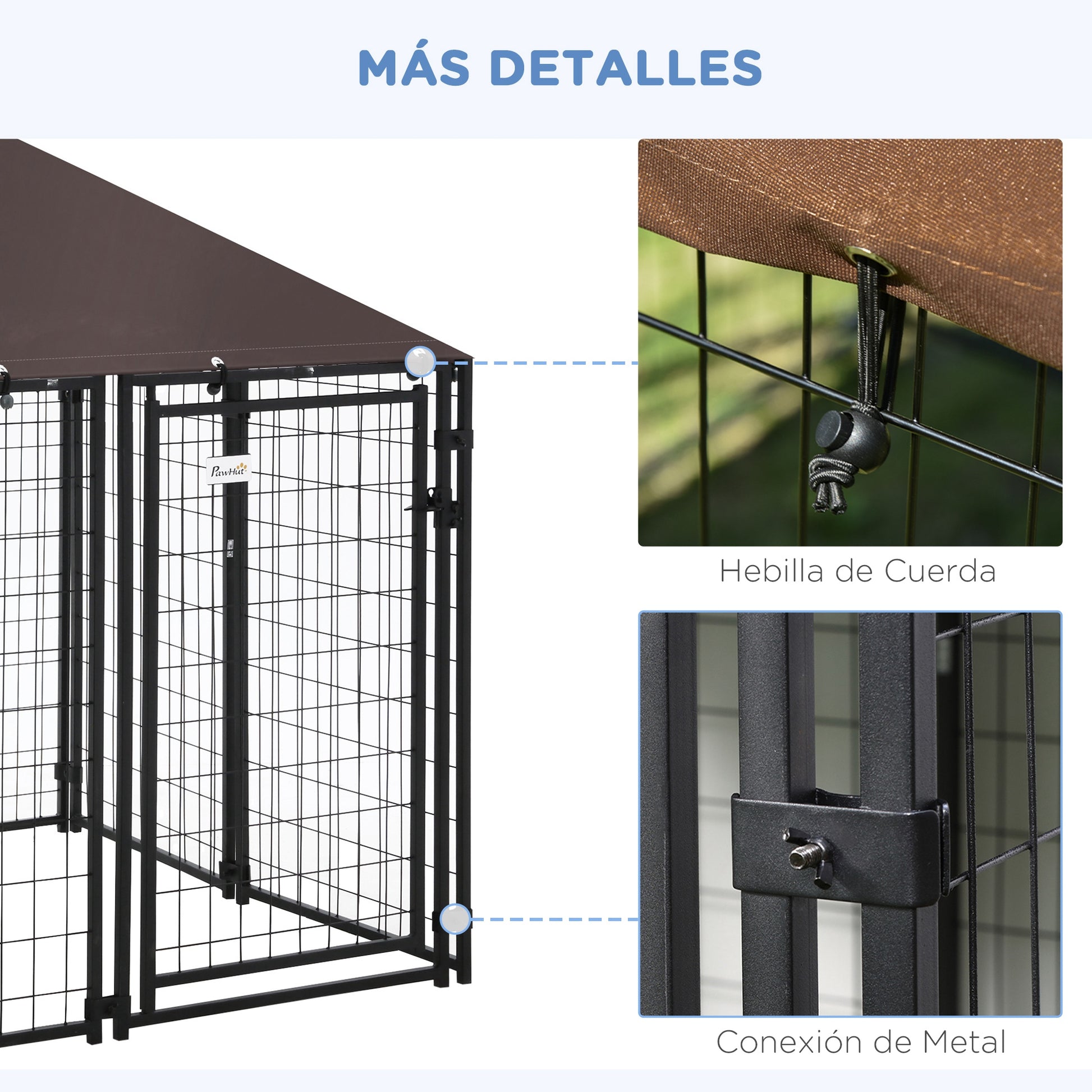 Pawhut Conjunto Para Mascotas 2 Piezas 141x141x153 Cm 43x25x30 Cm Negro_3